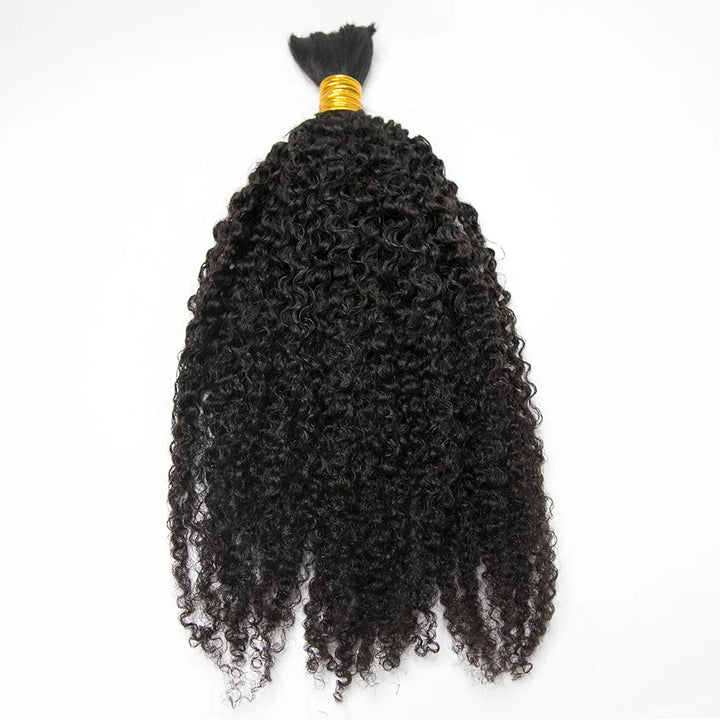 Double Drawn Bulk Human Braiding Hair Tight Curly