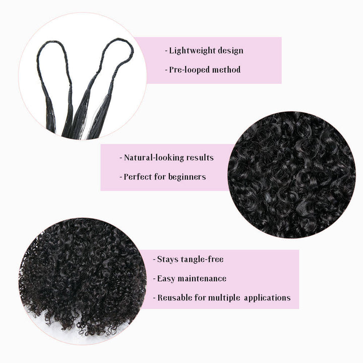 EAYON Lightweight Tight Curly Crochet Human Hair Extension