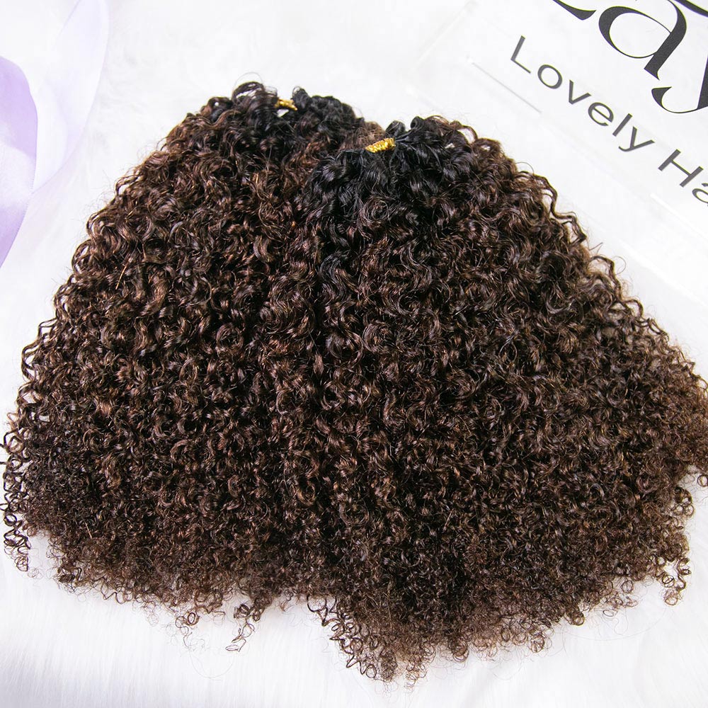 EAYON Lightweight T1B/4 Color Tight Curly Crochet Human Hair
