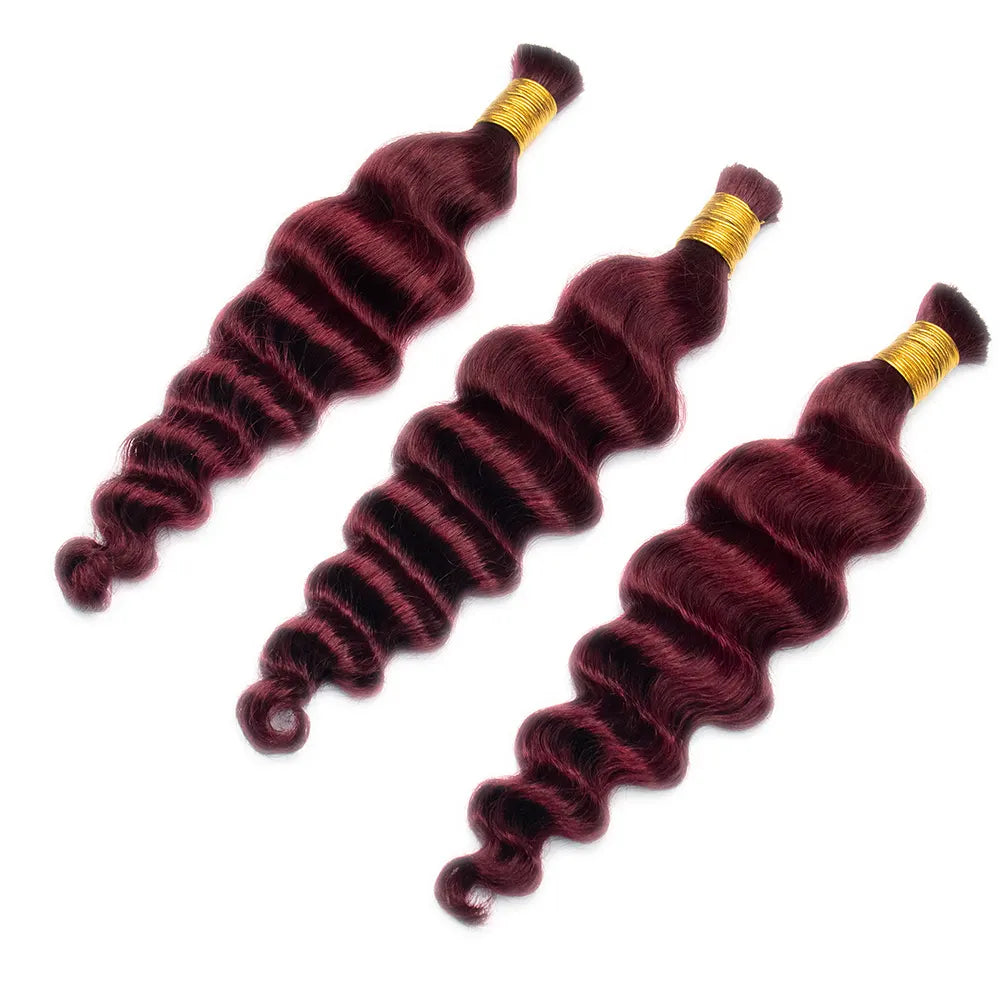 wine_red_loose_deep_wave_bulk_hair_for_boho_braids