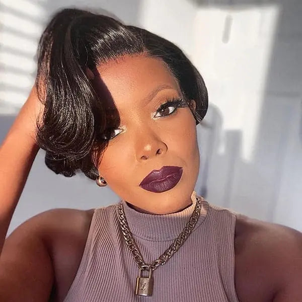 Pre Styled Pixie Cut Cute Wave BOB Lace Wig OBCT T2
