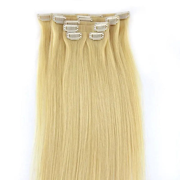 Full Head Clip in Extension 12H/613 Amazon.com : 12 Inch Blonde Clip In Hair Extensions Body  main image 4