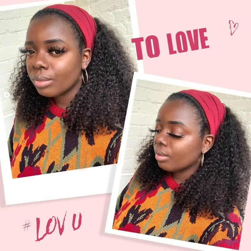 Headband Wig Jerry Curly Human Hair HBWJC 1