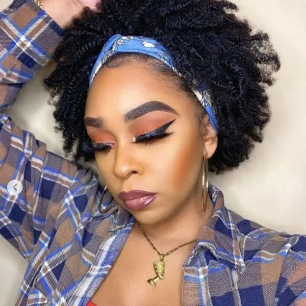 Headband Wig Afro Kinky Curly Human Hair HBWAFK
