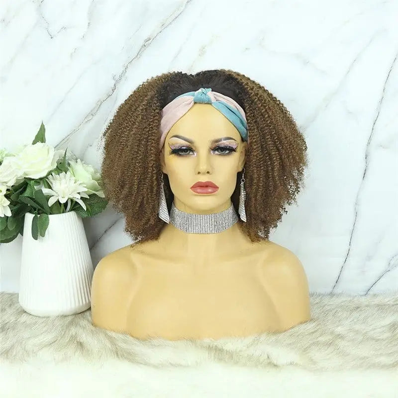 Headband Wig #1b 30 Afro Kinky Curly Human Hair HBWAK30