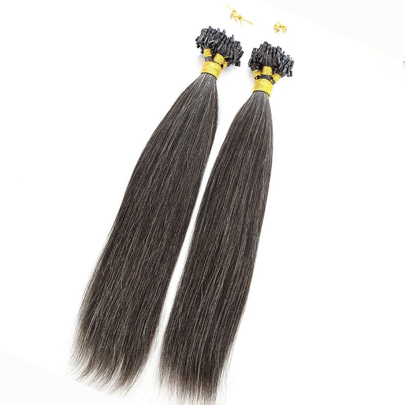 Micro Loop / Microlinks Salt & Pepper Silk Straight Human Hair