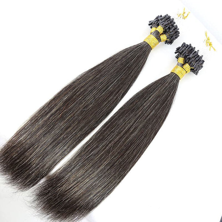 Micro Loop / Microlinks Salt & Pepper Silk Straight Human Hair