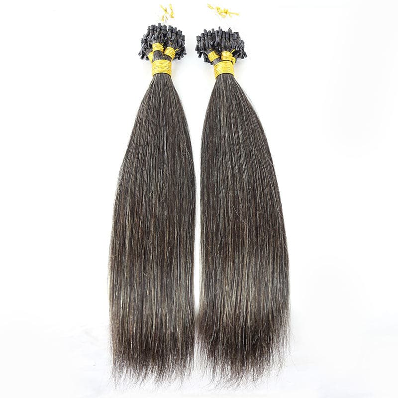 Micro Loop / Microlinks Salt & Pepper Silk Straight Human Hair