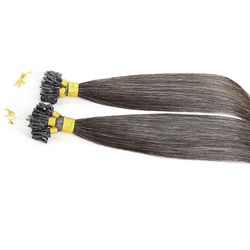 Micro Loop / Microlinks Salt & Pepper Silk Straight Human Hair