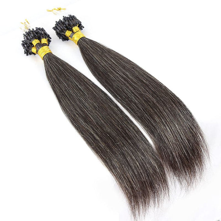 Micro Loop / Microlinks Salt & Pepper Silk Straight Human Hair