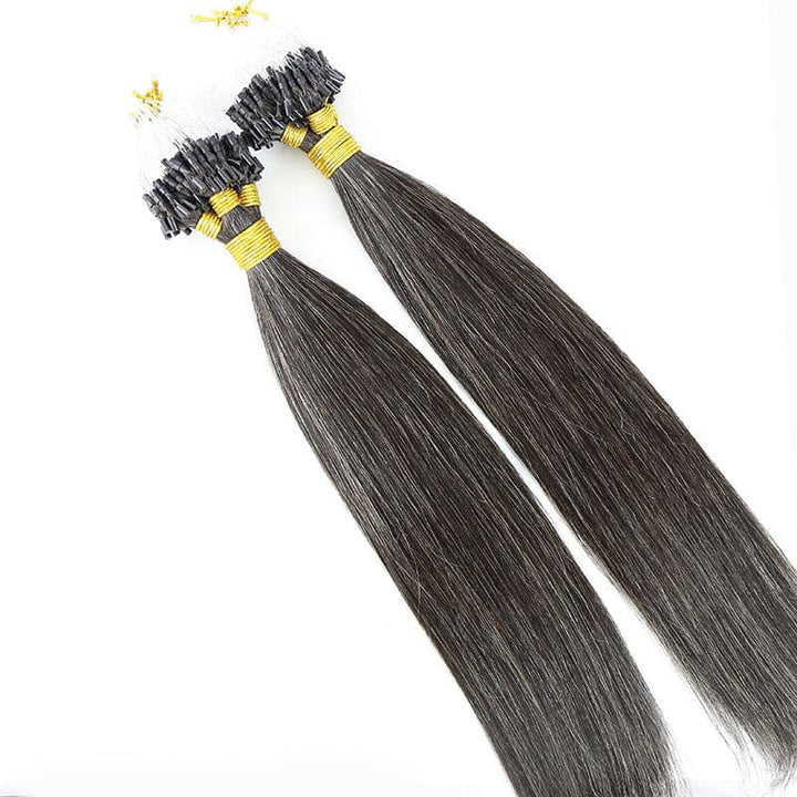 Micro Loop / Microlinks Salt & Pepper Silk Straight Human Hair