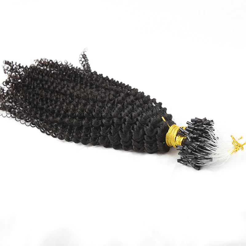 Micro Loop Human Hair Extension Kinky Straight Micro Beads Link Hair  100Strands