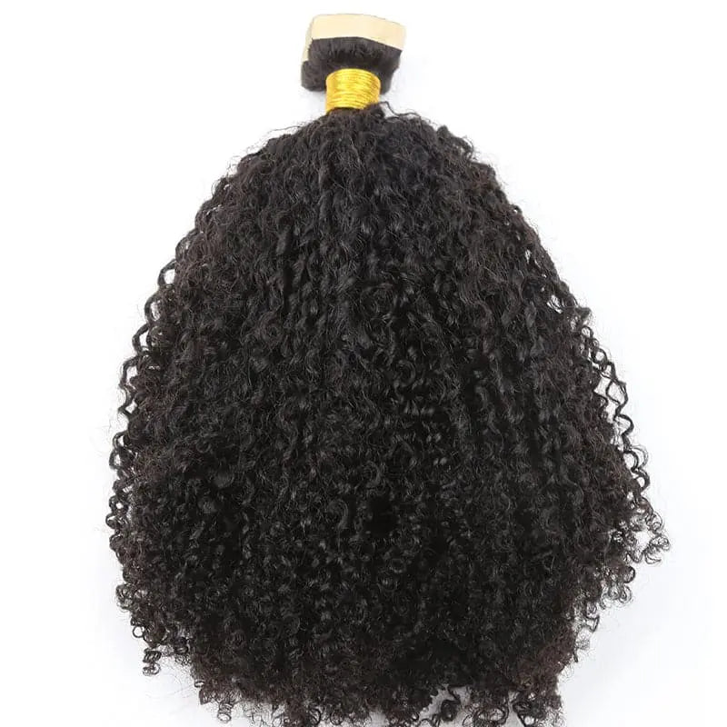 Tight Curly tape-in extensions: Curly hair gathered to show its overall shape
