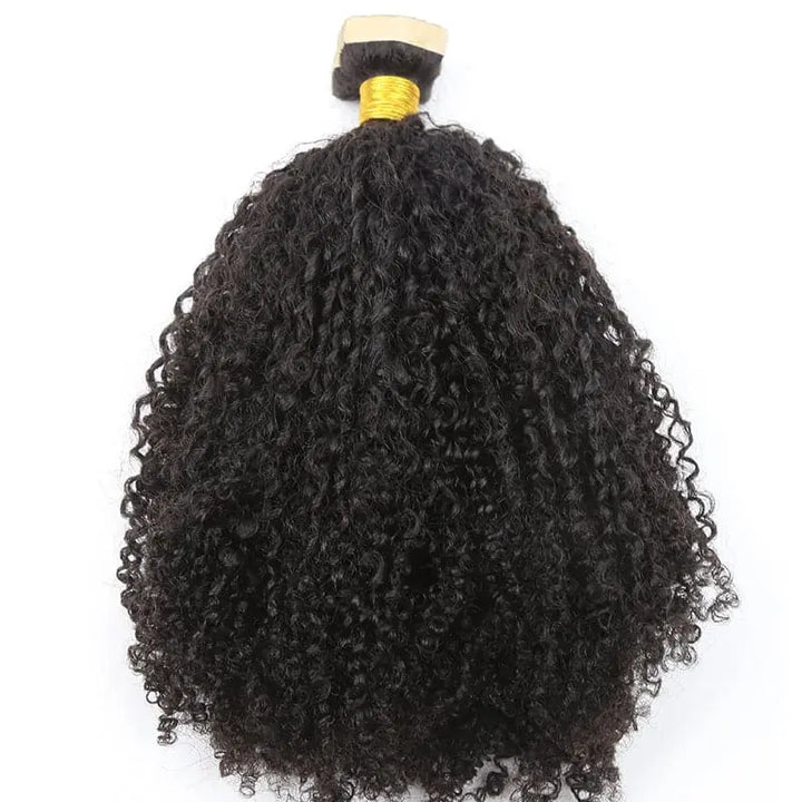 Tight Curly tape-in extensions: Curly hair gathered to show its overall shape